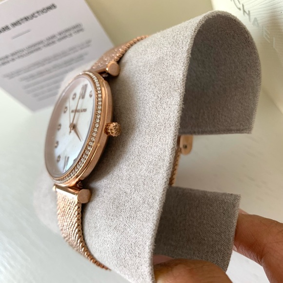 MK Maisie Three-Hand Rose Gold-Tone Mesh Watch - Picture 3 of 6